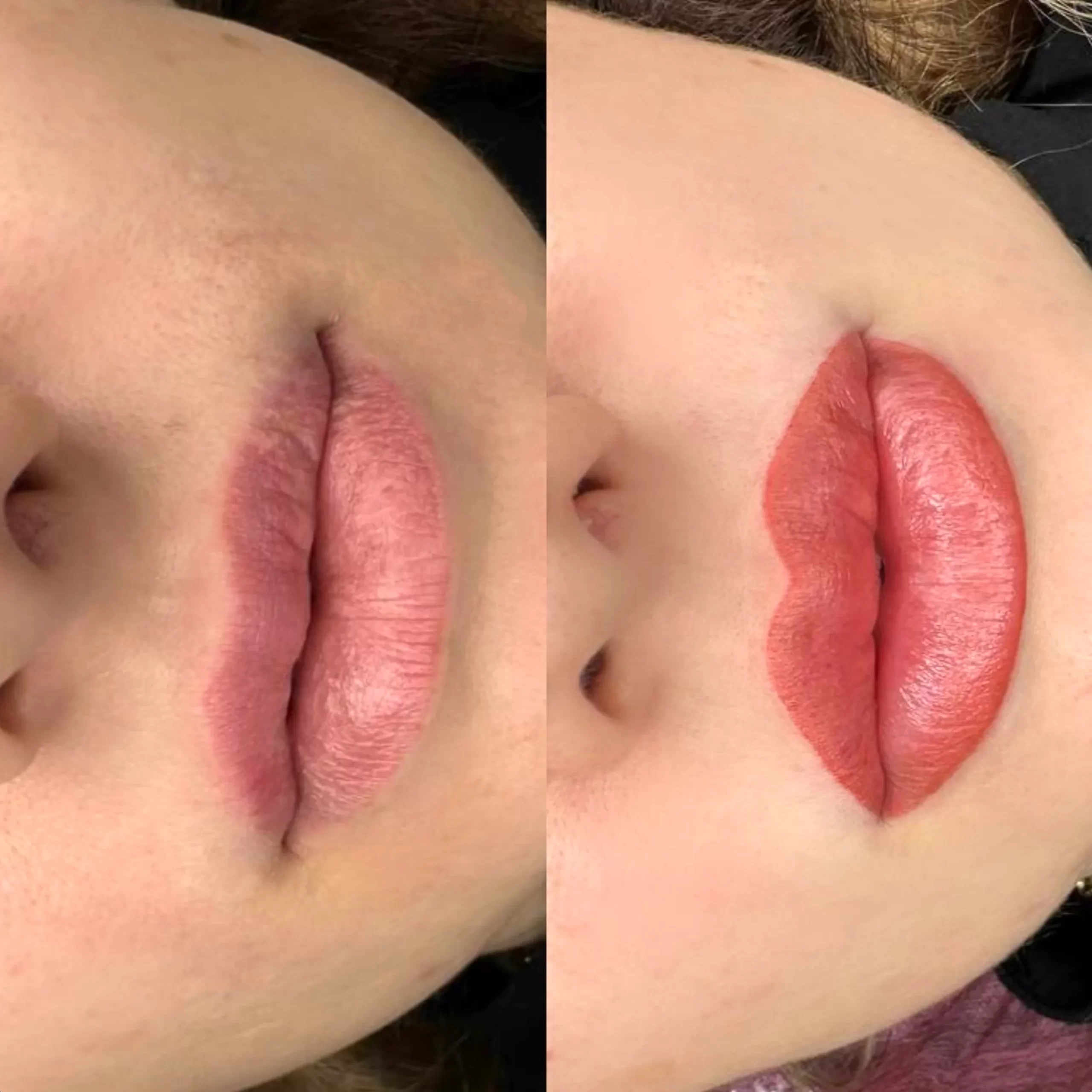 lip tattooing before and after